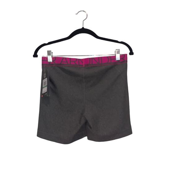 Under Armour, Compression Biker Shorts, Size L, (fits like M) Gray, Hot Pink - Picture 4 of 4